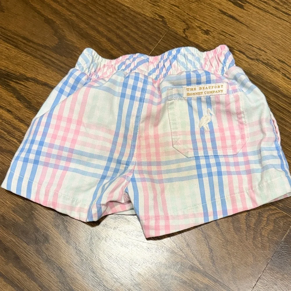 The Beaufort Bonnet Company Pink and Blue Plaid Kids Shorts - Picture 4 of 4